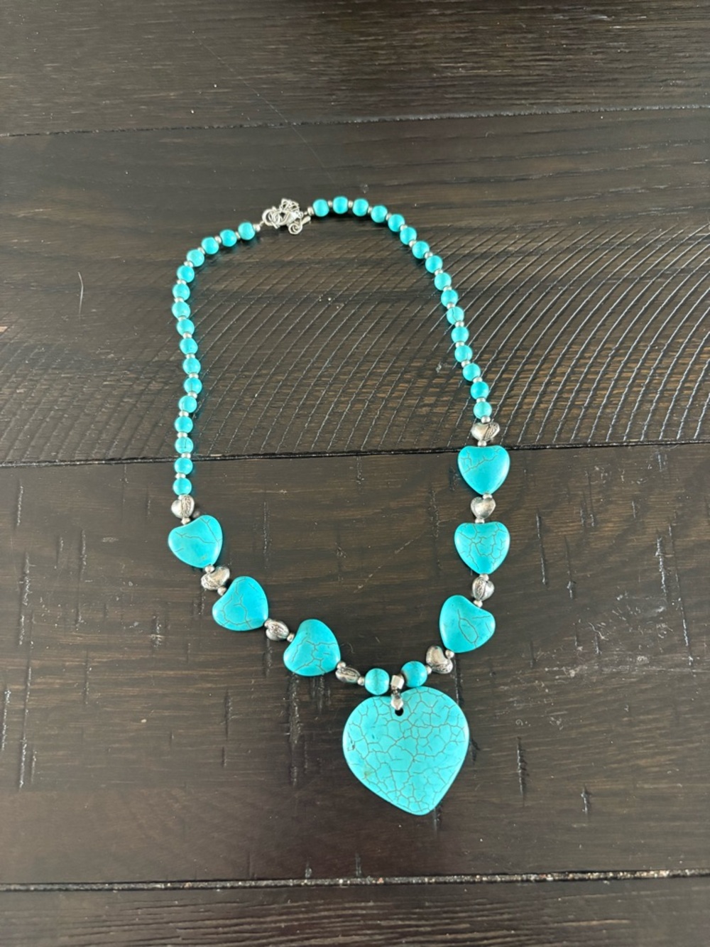 Heart shaped beads and a matching large heart pendant necklace